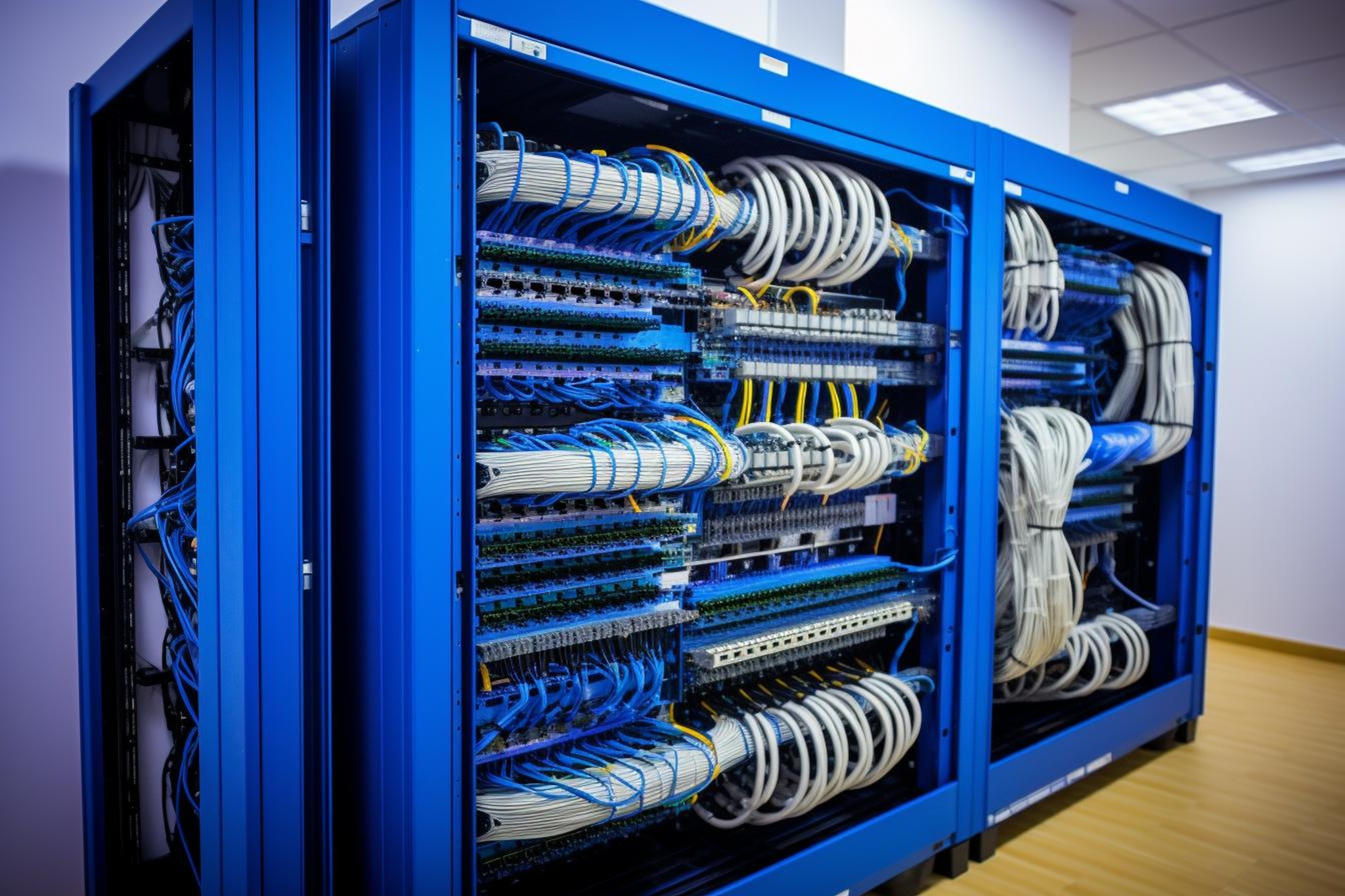 Rack de telecomunicaciones organizado